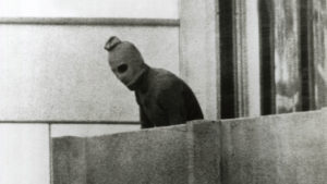 A Fairfax photographer captured one of the defining images of the Munich Olympics in 1972. This Palestinian is one of a group that had taken 12 Israeli athletes hostage. (Photo by Russell Mcphedran/The Sydney Morning Herald/Fairfax Media via Getty Images)